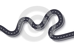 Winding Road on a White Isolated Background. Road way location infographic template. EPS 10