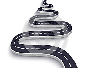 Winding Road on a White Isolated Background. Road way location infographic template. EPS 10