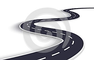 Winding Road on a White Isolated Background. Road way location infographic template. EPS 10