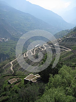 Winding roads in the Himalayas