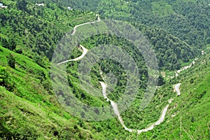 Winding roads of the himalayas, India
