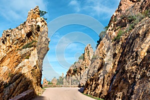 The winding roads which cross the magnificent creeks of Piana, Corsica