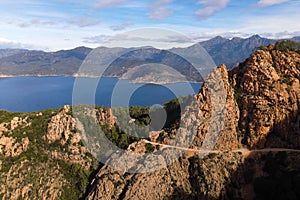 The winding roads which cross the magnificent creeks of Piana, Corsica