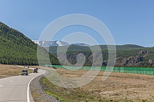 Winding roadto Altai Mountains, Altai region, Siberia, Russia