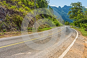 Winding roadway in countryside