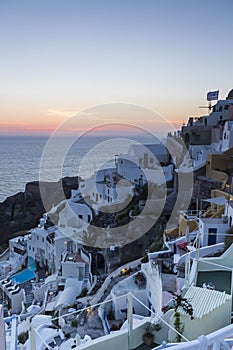 Winding stairs going down to Aegan Sea, Santorini Island -Greece