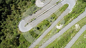 Winding and Steep Mountain Road Aerial
