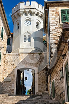 Winding street of the authentic, old town of Herceg Novi