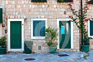 Winding street of the authentic, old town of Herceg Novi