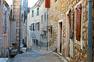 Winding street of the authentic, old town of Herceg Novi