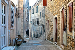 Winding street of the authentic, old town of Herceg Novi