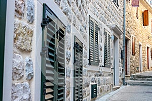 Winding street of the authentic, old town of Herceg Novi