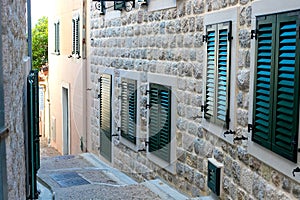 Winding street of the authentic, old town of Herceg Novi