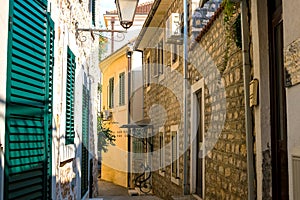 Winding street of the authentic, old town of Herceg Novi