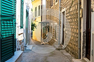 Winding street of the authentic, old town of Herceg Novi