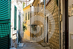 Winding street of the authentic, old town of Herceg Novi