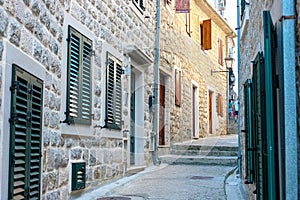 Winding street of the authentic, old town of Herceg Novi