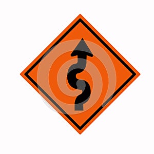 Winding Traffic Road Sign, Vector Illustration, Isolate On White Background Icon