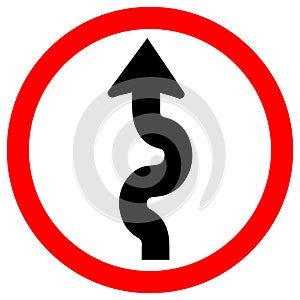 Winding Traffic Road Sign,Vector Illustration, Isolate On White Background Icon. EPS10    Winding Traffic Road Sign,Vector