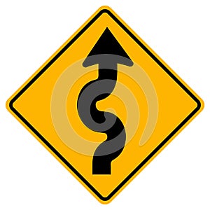 Winding Traffic Road Sign,Vector Illustration, Isolate On White Background Label. EPS10