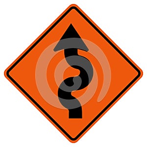 Winding Traffic Road Symbol Sign Isolate on White Background,Vector Illustration