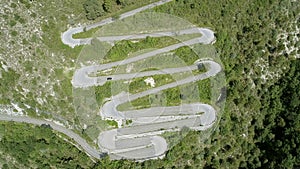 Winding, Twisting and Steep Mountain Road Aerial