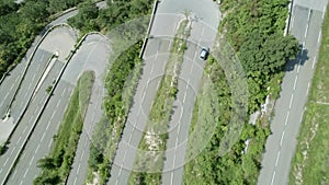 Winding, Twisting and Steep Mountain Road Aerial