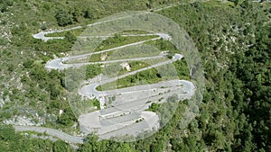 Winding, Twisting and Steep Mountain Road Aerial