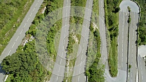 Winding, Twisting and Steep Mountain Road Aerial