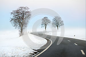 Winding winter road