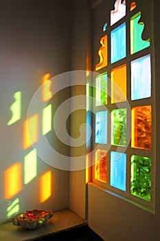 Windiow with multicolored glass in India