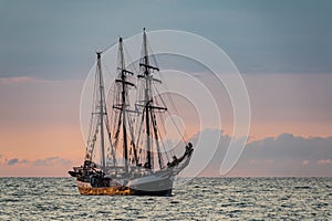 Windjammer on the Baltic Sea in Warnemuende, Germany