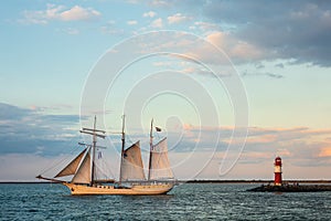 Windjammer on the Baltic Sea in Warnemuende, Germany