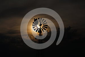 Windmill against a setting sun