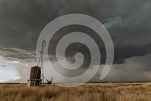 Windmill against a stormy sky