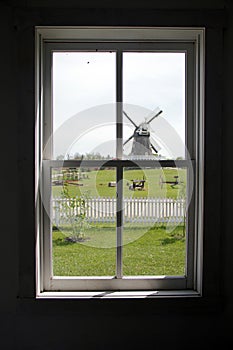 Windmill as seen through window