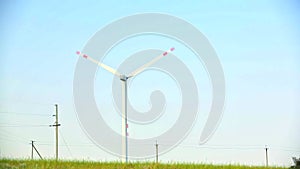 Windmill on the Background of Blue Sky on a Sunny Day