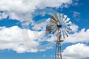 Windmill and beautiful blue sky, USA.