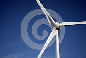 Windmill blades and blue sky