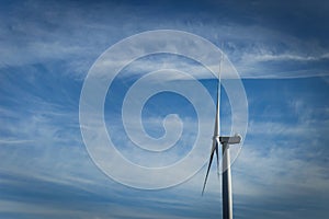 Windmill on Blue Sky, Energy Turbine Wind Farm