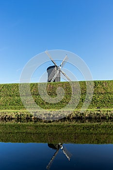 Windmill in Bourtange fortified city in Netherlands