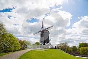 Windmill in Bruges, Northern Europe, Belgium.