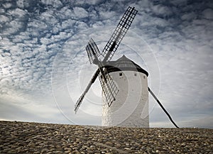 Windmill in Campo de Criptana town, province of Ciudad Real, Castilla-La Mancha, Spain