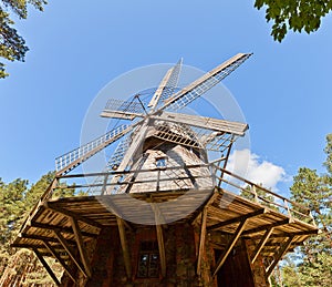 Windmill circa 1890 in Ethnographic Open-Air Museum of Latvia photo