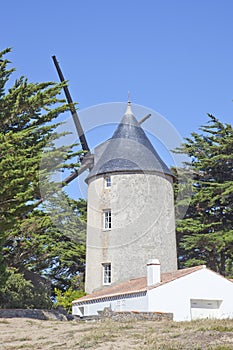 Windmill at coast of vendee, France