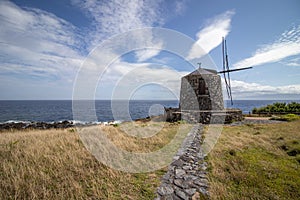Windmill, at Corvo island, Azores travel destination