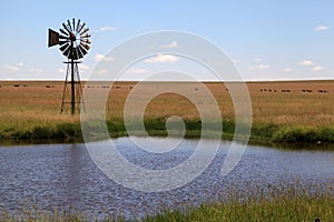 Windmill and dam. photo