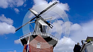 Windmill De Adriaan in the city of Haarlem, Netherlands