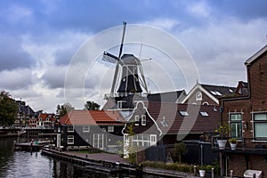 Windmill De Adriaan- view from the bridge, Haarlem, Netherlands