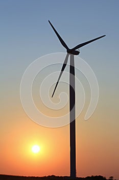 Windmill at dusk - clear sky